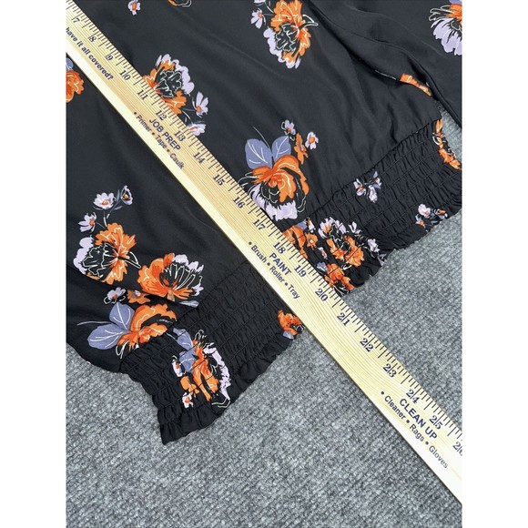 Socialite Blouse Women's Sz S Floral Wrap Black Long‎ Sleeve Elastic Chiffon Top - Picture 9 of 10